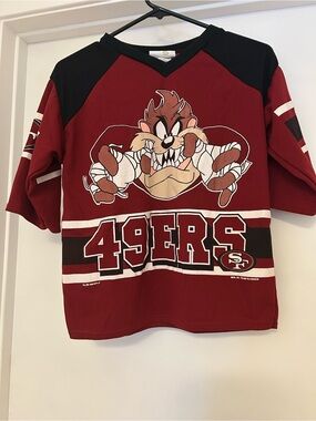 Kids 49ERS Taz Football Tee - Red & Black Vintage 90’s Size 14-16.